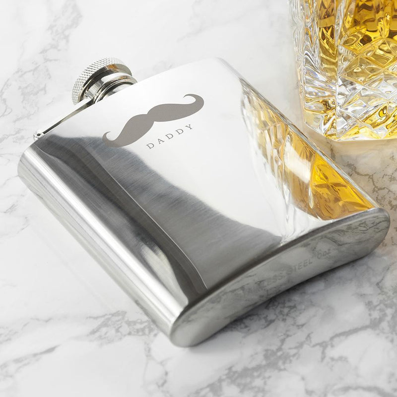 Present Ideas Moustache 6oz Hip Flask