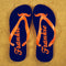 Moustache Style Personalised Flip Flops in Blue and Orange