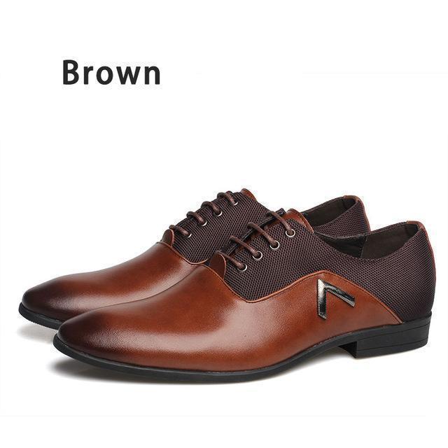 MRCCS Pointed Shoes Big Size 38-47 Business Men's Basic Casual Shoes,Black/Brown Leather Cloth Elegant Design Handsome Shoes-Brown-6.5-JadeMoghul Inc.