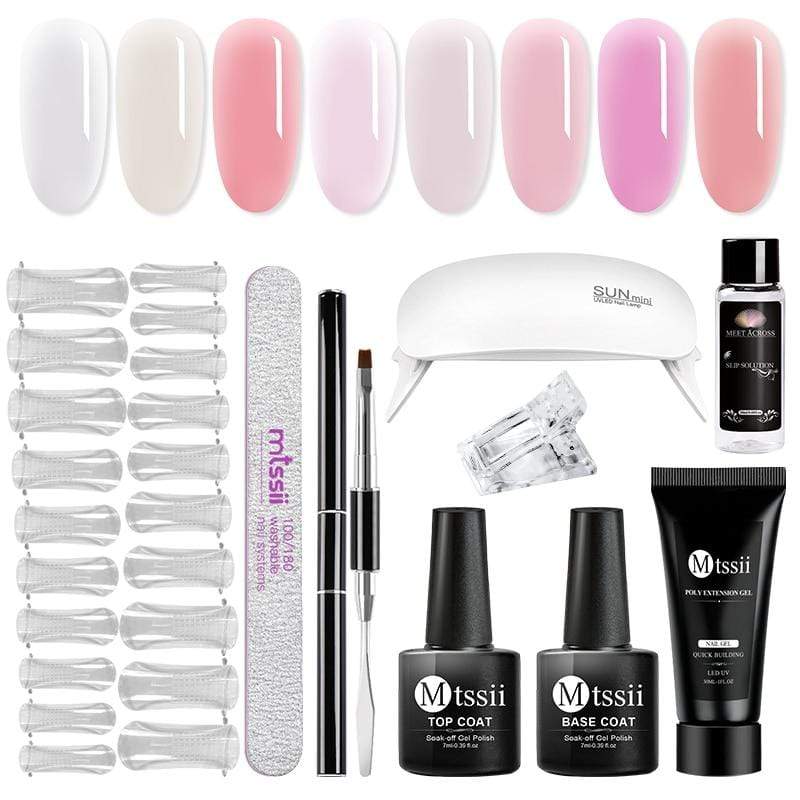 Mtssii 9pcs/kit US Warehouse Poly Extenstion Nail Gel Sets Nail Extension Polish Lamp Nail Brush Nail Primer Hard Jelly Acrylic AExp