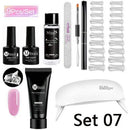 Mtssii 9pcs/kit US Warehouse Poly Extenstion Nail Gel Sets Nail Extension Polish Lamp Nail Brush Nail Primer Hard Jelly Acrylic AExp