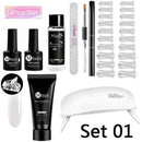 Mtssii 9pcs/kit US Warehouse Poly Extenstion Nail Gel Sets Nail Extension Polish Lamp Nail Brush Nail Primer Hard Jelly Acrylic AExp