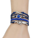 Multi-Strands Infinity Silver Color Heart Charm Leather Braid Bracelet Bangle Jewelry 9 Colors For Women and Men 2017-3-JadeMoghul Inc.