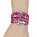 Multi-Strands Infinity Silver Color Heart Charm Leather Braid Bracelet Bangle Jewelry 9 Colors For Women and Men 2017-4-JadeMoghul Inc.