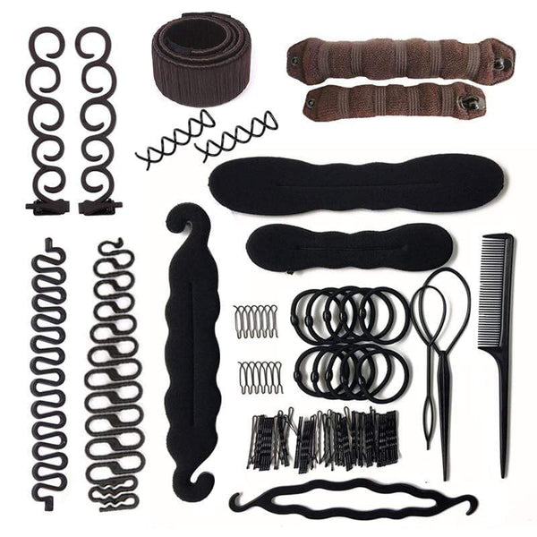 Multi-style Women Hair Accessories DIY Hair Styling Braiding Tools Magic Donut Hair Bun Maker Hairstyle Braider Twist Hair Clips AExp