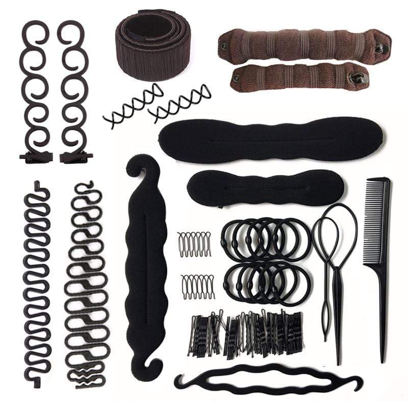 Multi-style Women Hair Accessories DIY Hair Styling Braiding Tools Magic Donut Hair Bun Maker Hairstyle Braider Twist Hair Clips AExp