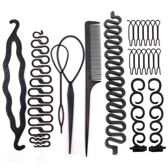 Multi-style Women Hair Accessories DIY Hair Styling Braiding Tools Magic Donut Hair Bun Maker Hairstyle Braider Twist Hair Clips AExp