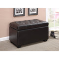 Multifunctional Tufted Storage Ottoman, Dark Brown-Footstools and Ottomans-DARK BROWN-Leather-Chocolate-JadeMoghul Inc.