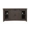 Wood and Metal TV Stand With 2 Mesh Styled Doors, Gray