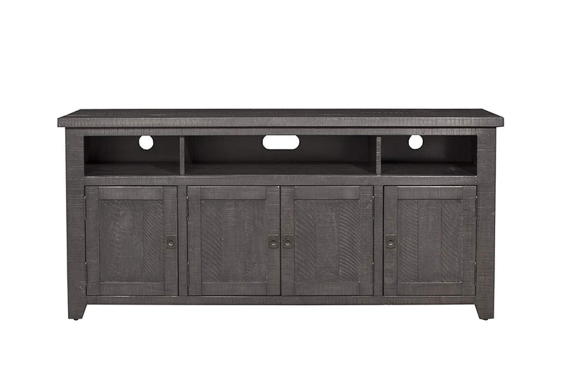 Wooden TV Stand With 3 Shelves and Cabinets, Gray