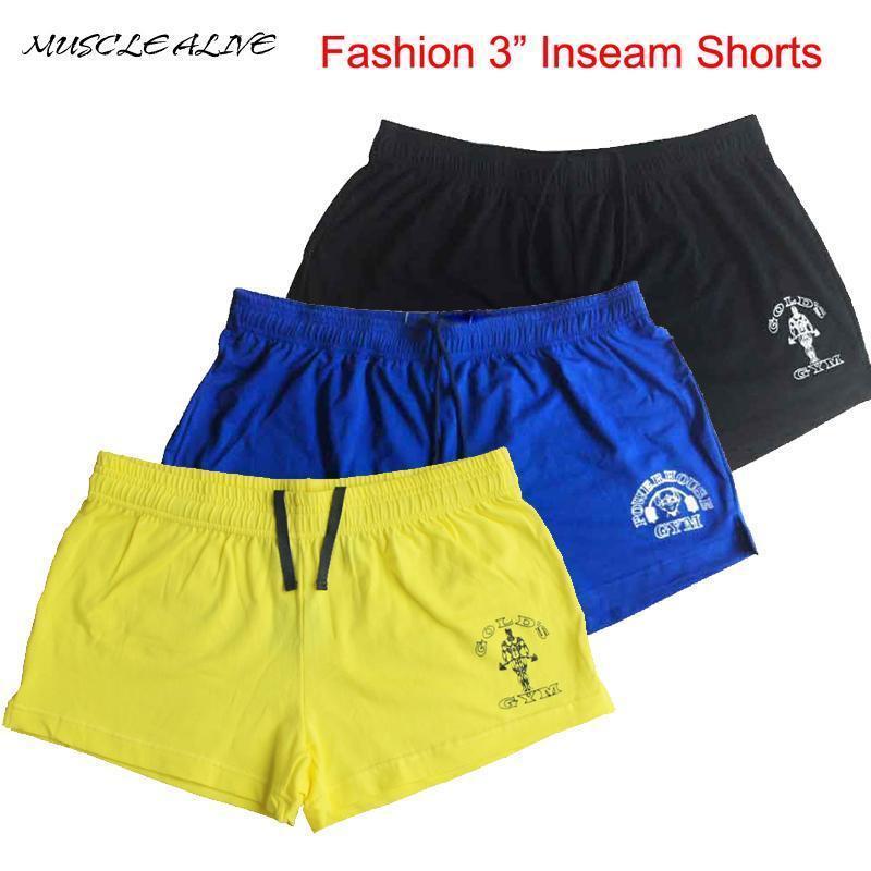 MUSCLE ALIVE Brand Clothing Bodybuilding Shorts Mens Golds Gyms Clothing Fitness Mens Shorts Muscle Casual Print Shorts Cotton-GOLD black-M-JadeMoghul Inc.