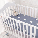 Muslinlife Cotton Baby Fitted Sheet Cartoon Crib Mattress Protector,baby bed sheet for crib size(130*70/120*60/120*65cm)-big blue white star-JadeMoghul Inc.
