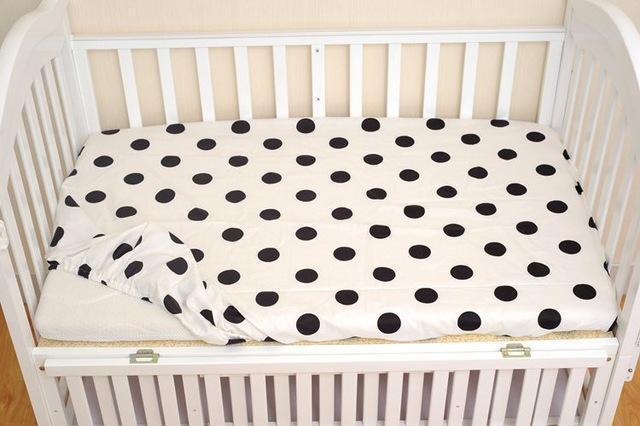 Muslinlife Cotton Baby Fitted Sheet Cartoon Crib Mattress Protector,baby bed sheet for crib size(130*70/120*60/120*65cm)-black dot-JadeMoghul Inc.