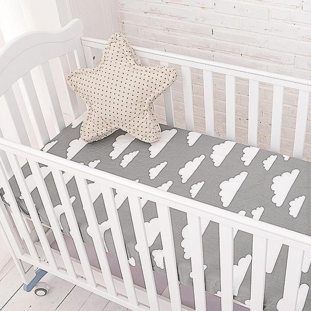 Muslinlife Cotton Baby Fitted Sheet Cartoon Crib Mattress Protector,baby bed sheet for crib size(130*70/120*60/120*65cm)-grey cladus-JadeMoghul Inc.