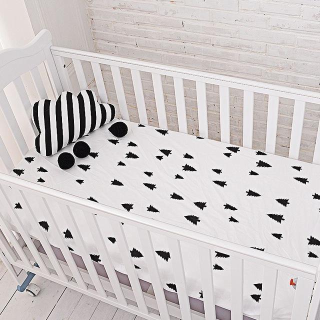Muslinlife Cotton Baby Fitted Sheet Cartoon Crib Mattress Protector,baby bed sheet for crib size(130*70/120*60/120*65cm)-tree-JadeMoghul Inc.