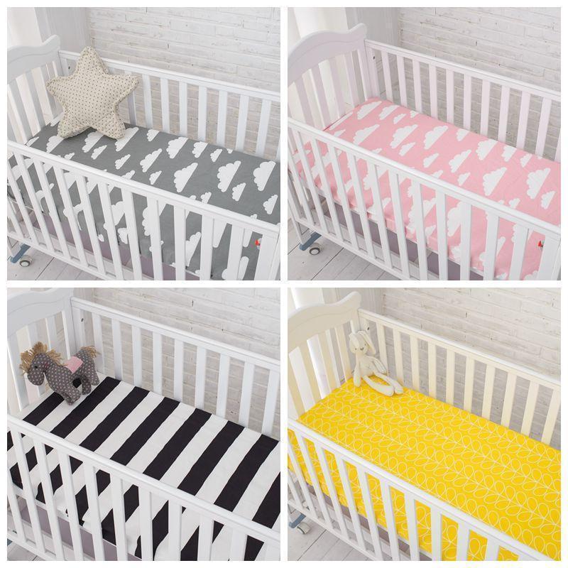 Muslinlife Cotton Baby Fitted Sheet Cartoon Crib Mattress Protector,baby bed sheet for crib size(130*70/120*60/120*65cm)-yellow crown-JadeMoghul Inc.