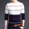 Mwxsd Casual Men's winter O-Neck Striped pullover Sweaters Slim Fit Knitting Mens cotton Sweaters High Quality male Pullovers-White-M-JadeMoghul Inc.