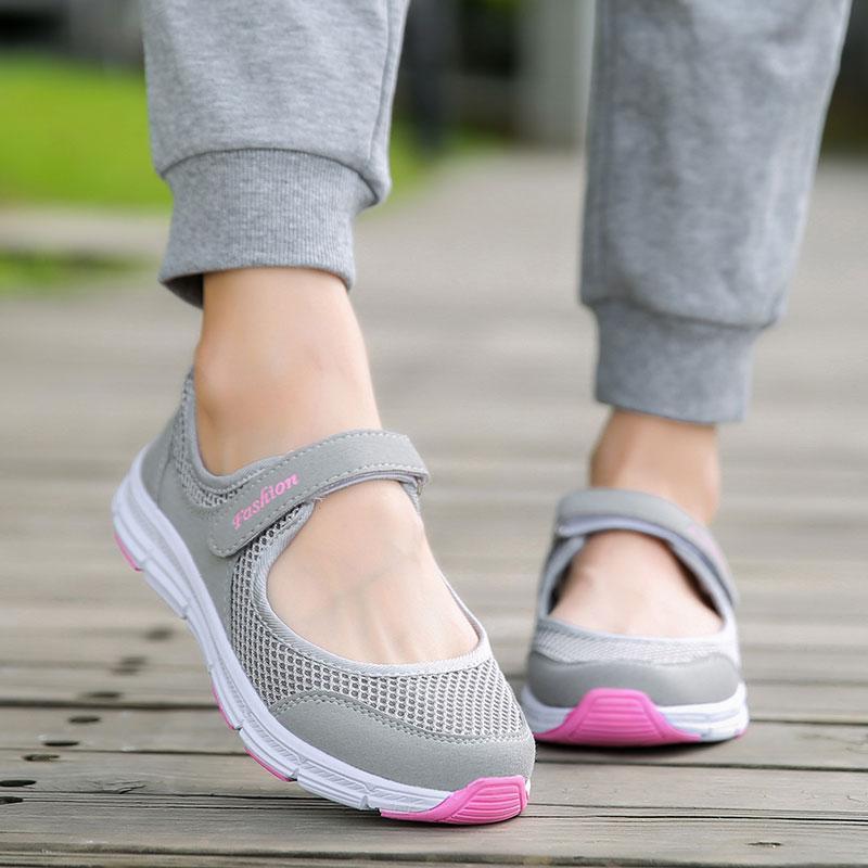 MWY Women Breathable Casual Shoes New Women's Soft Soles Flat Shoes Fashion Air Mesh Summer Shoes Female tenis feminino Sneakers-Dark Grey-35-JadeMoghul Inc.