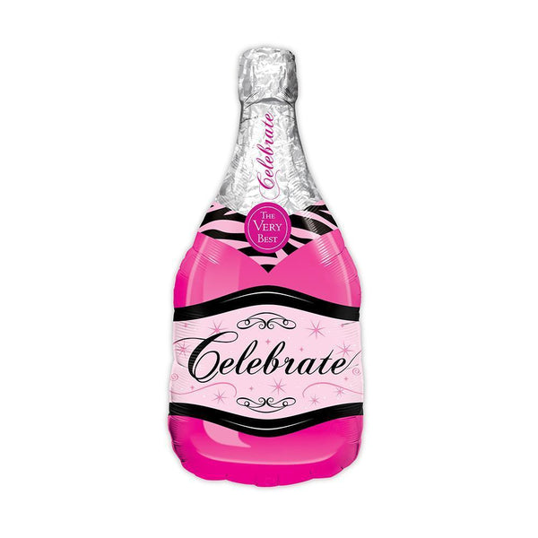Mylar Foil Helium Party Balloon Decoration - Magenta Pink Champagne Bottle-Celebration Party Supplies-JadeMoghul Inc.