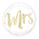 Mylar Foil Helium Party Balloon Wedding Decoration - White with Gold Mrs. Glitter-Celebration Party Supplies-JadeMoghul Inc.