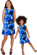 Mystery Adele Blue Designer Floral Print Shift Dress - Girls-Mystery-18M/2-Blue/Grey-JadeMoghul Inc.