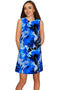 Mystery Adele Blue Floral Printed Chic Shift Dress - Women-Mystery-XS-Blue/Grey-JadeMoghul Inc.
