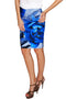 Mystery Carol Blue Flower Sassy Stretch Pencil Skirt - Women-Mystery-XS-Blue/Grey-JadeMoghul Inc.