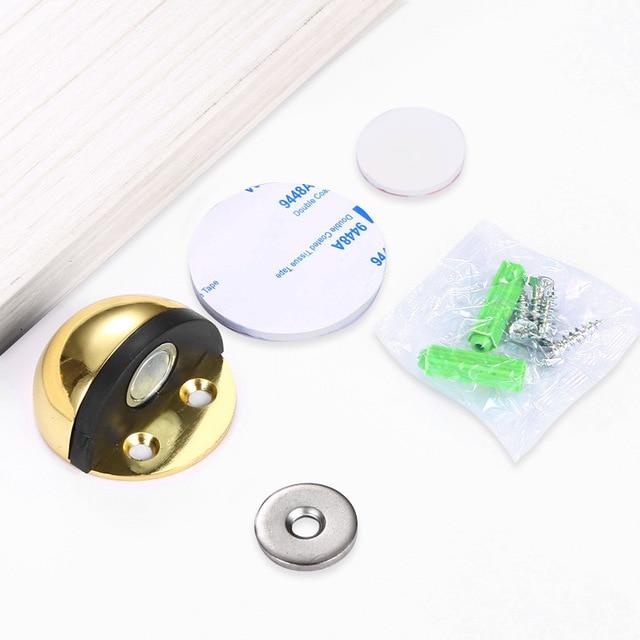 NAIERDI Stainless Steel Rubber Magnetic Door Stopper Non Punching Sticker Hidden Door Holders Floor Mounted Nail-free Door Stops JadeMoghul Inc. 