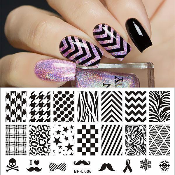 Nail Art Rectangle Stamping Template Line Flower Butterfly Manicure Image Plate DIY Nail Painting-17924-JadeMoghul Inc.