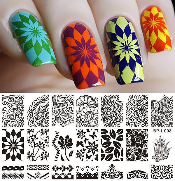 Nail Art Rectangle Stamping Template Line Flower Butterfly Manicure Image Plate DIY Nail Painting-17926-JadeMoghul Inc.