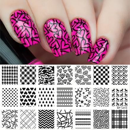 Nail Art Rectangle Stamping Template Line Flower Butterfly Manicure Image Plate DIY Nail Painting-19368-JadeMoghul Inc.