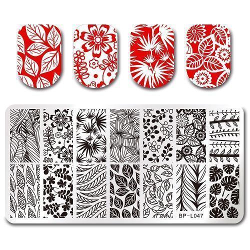 Nail Art Rectangle Stamping Template Line Flower Butterfly Manicure Image Plate DIY Nail Painting-36305 1-JadeMoghul Inc.