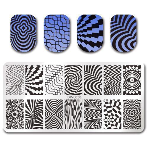 Nail Art Rectangle Stamping Template Line Flower Butterfly Manicure Image Plate DIY Nail Painting-36308-JadeMoghul Inc.