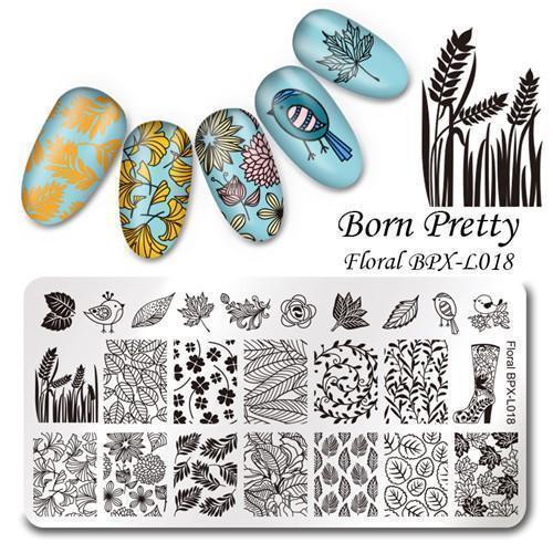 Nail Art Rectangle Stamping Template Line Flower Butterfly Manicure Image Plate DIY Nail Painting-38741-JadeMoghul Inc.