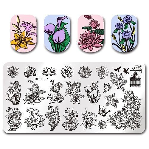 Nail Art Rectangle Stamping Template Line Flower Butterfly Manicure Image Plate DIY Nail Painting-39490-JadeMoghul Inc.