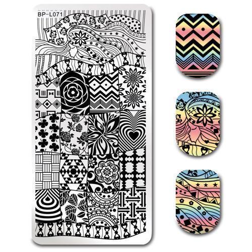 Nail Art Rectangle Stamping Template Line Flower Butterfly Manicure Image Plate DIY Nail Painting-39714-JadeMoghul Inc.