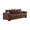 Nail head Trim Chenille Fabric Sofa, Brown-Sofas-Brown-Polyester-JadeMoghul Inc.