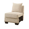 Nail head Trim Fabric Upholstered Armless Chair With Pillow, Ivory-Living Room Furniture-Ivory-Wood and Fabric-JadeMoghul Inc.