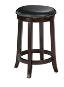 Nail Head Trim Wooden Barstool With Swivel Seat, Espresso Brown, Set Of 2-Bar Stools & Tables-Brown-Wood & Leather-JadeMoghul Inc.