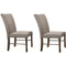 Nailhead Trim Fabric Upholstered Wooden Side Chair, Set of 2, Gray and Brown-Accent Chairs-Gray and Brown-Wood and Fabric-JadeMoghul Inc.
