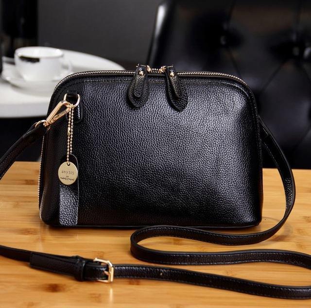 Namvitae Brand Genuine Leather Women Messenger Bag High Quality Cow Leather Small Crossbody Shell Bag Women Fashion Shoulder Bag-Black-JadeMoghul Inc.
