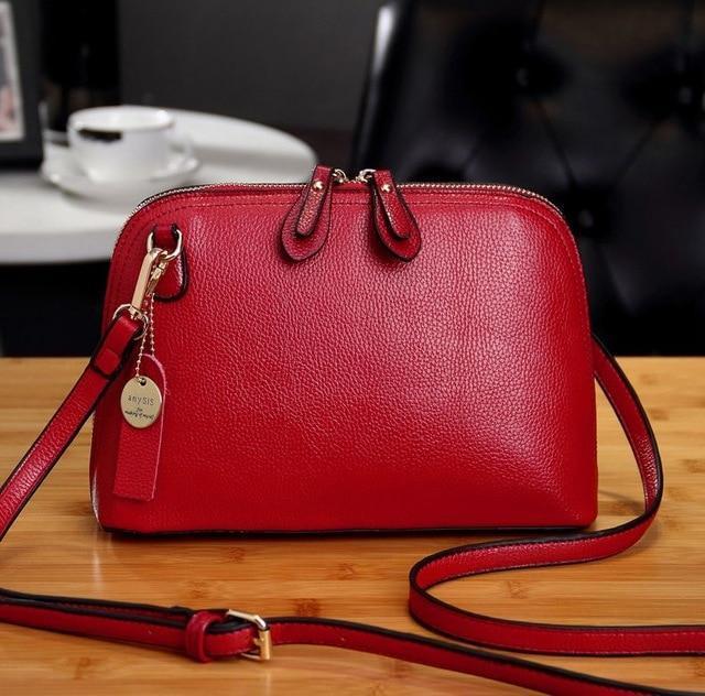 Namvitae Brand Genuine Leather Women Messenger Bag High Quality Cow Leather Small Crossbody Shell Bag Women Fashion Shoulder Bag-Red-JadeMoghul Inc.