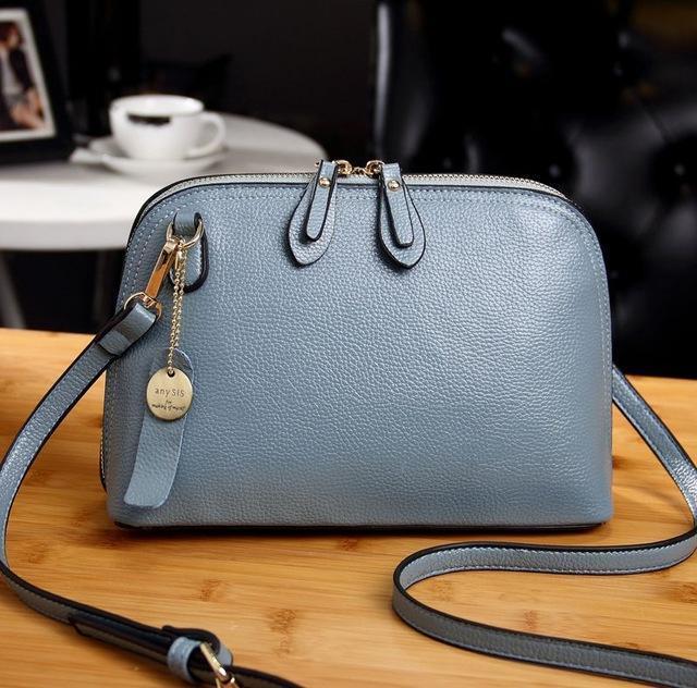 Namvitae Brand Genuine Leather Women Messenger Bag High Quality Cow Leather Small Crossbody Shell Bag Women Fashion Shoulder Bag-Sky Blue-JadeMoghul Inc.