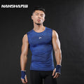 NANSHA Brand Breathable Quick Dry Men's Sporting Vest Clothing Compression Tank Tops Workout Tight-fitting Clothes Sportwear-Blue-M-JadeMoghul Inc.