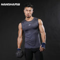 NANSHA Brand Breathable Quick Dry Men's Sporting Vest Clothing Compression Tank Tops Workout Tight-fitting Clothes Sportwear-Gray-M-JadeMoghul Inc.