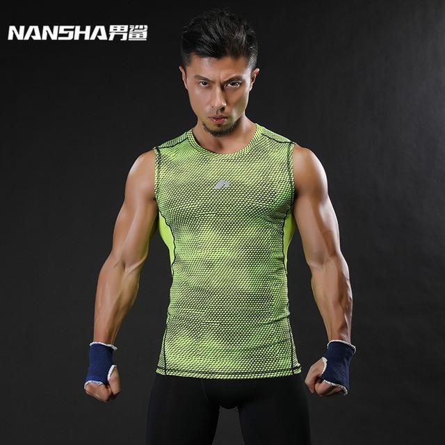 NANSHA Brand Breathable Quick Dry Men's Sporting Vest Clothing Compression Tank Tops Workout Tight-fitting Clothes Sportwear-Green-M-JadeMoghul Inc.