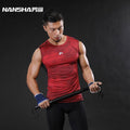NANSHA Brand Breathable Quick Dry Men's Sporting Vest Clothing Compression Tank Tops Workout Tight-fitting Clothes Sportwear-Red-M-JadeMoghul Inc.
