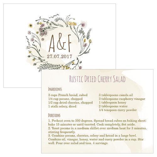 Natural Charm Small Printed Recipe Card (Pack of 1)-Wedding Reception Accessories-JadeMoghul Inc.