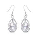 Natural Freshwater Pearl Drop Earrings Set In 925 Sterling Silver-white pearl-JadeMoghul Inc.