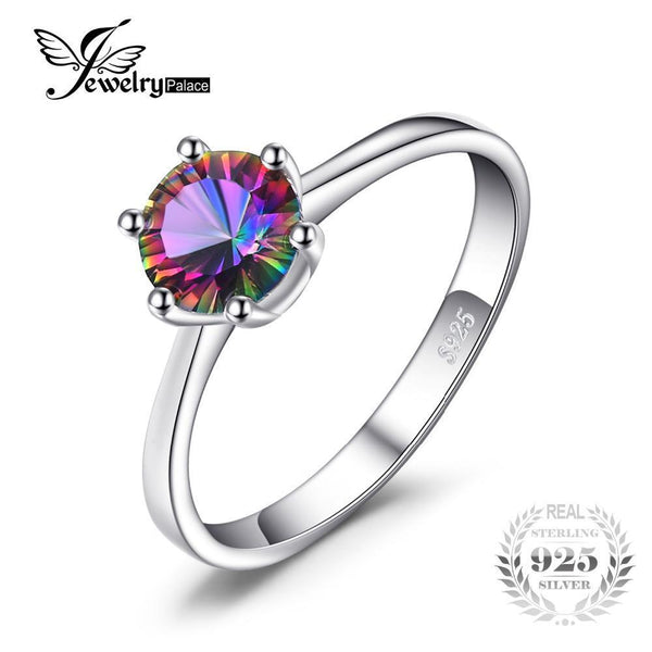 Natural Mystic Fire Rainbow Topaz Ring Engagement Wedding Ring Solid 925 Sterling Silver Jewelry Fine Jewelry Women Ring Classic-6-JadeMoghul Inc.